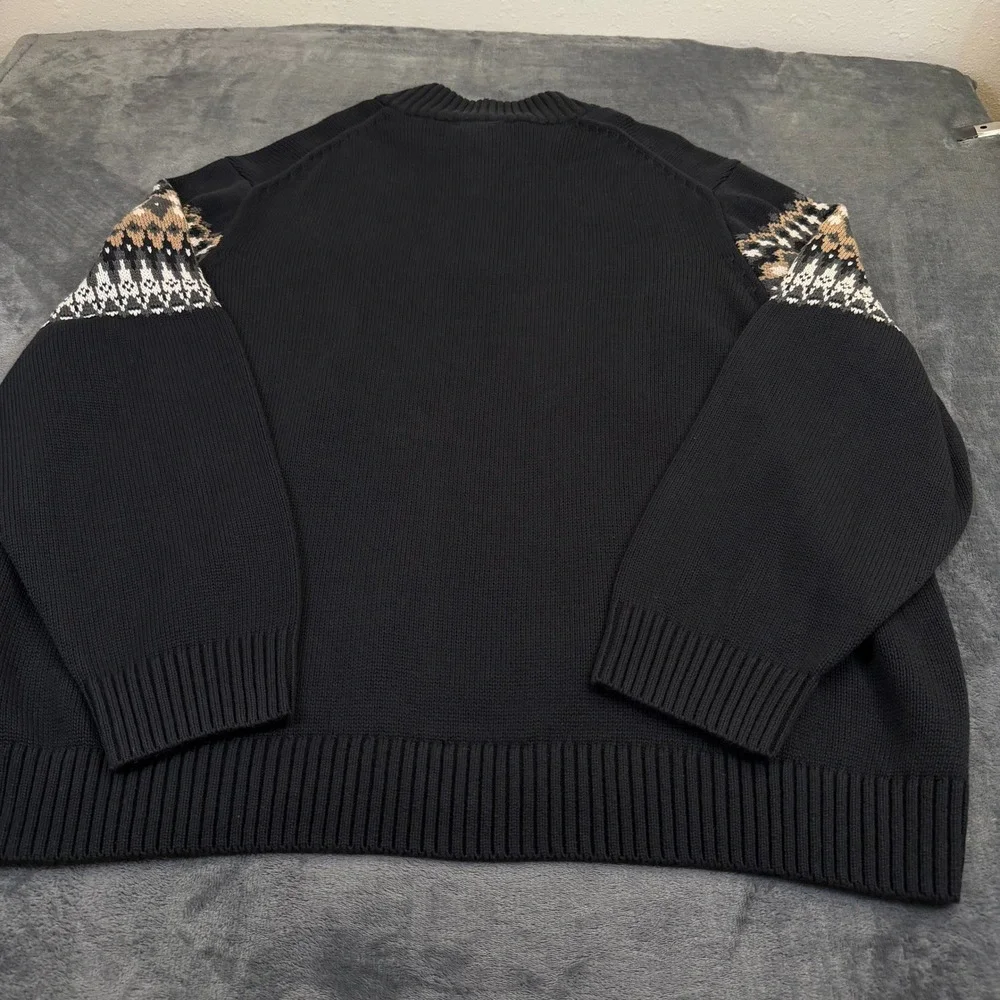 IZOD Fair Isle Quarter Zip Sweater Mens 4XB Big Black Cotton Blend Knit NWT